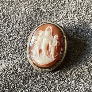 Sterling Cameo Pin Pendant Vintage